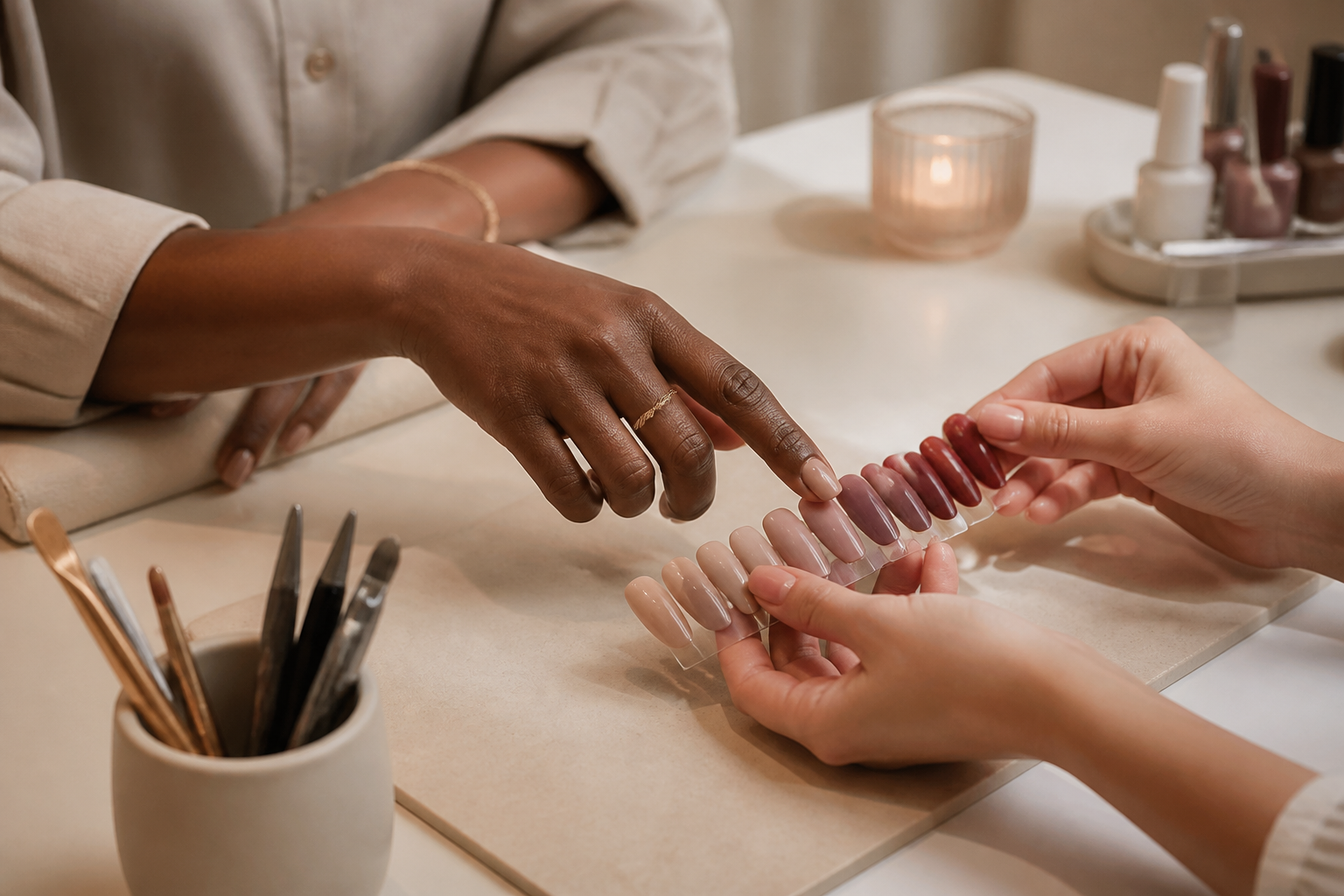 Personal nail colour consultation at PS Nails and Spa